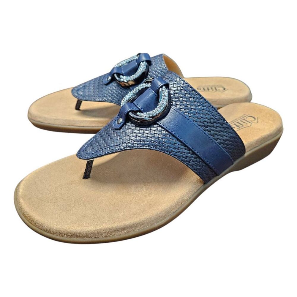 CLIFFS By White Mountain Blue Leather Beneduct Sandals Womens Size 11